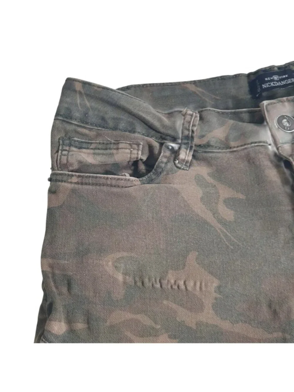 NickDanger Camo Cargo Shorts Mens Size 30 Woodland Print Cotton Spandex Stitch - Picture 3 of 11